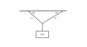 Lee más sobre el artículo Calcular la tensión T1 y T2 del sistema en equilibrio